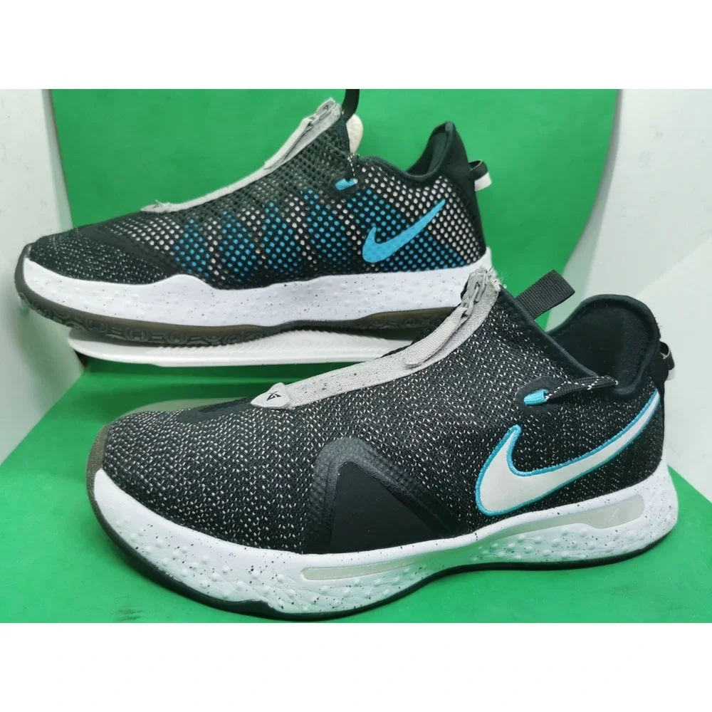 Nike PG 4 Paul George Black Wolf Grey Teal Blue Men Size 11 Basketball Shoes C8